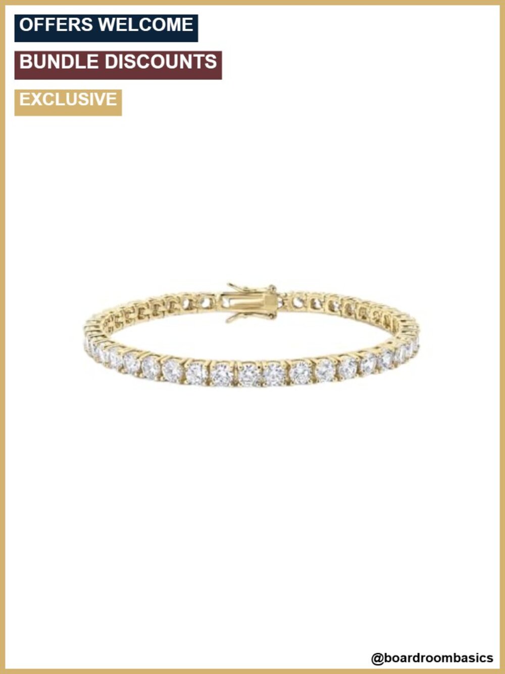 14k Gold Plated Tennis Chain Bracelet Stackable Everyday Women's Jewelry